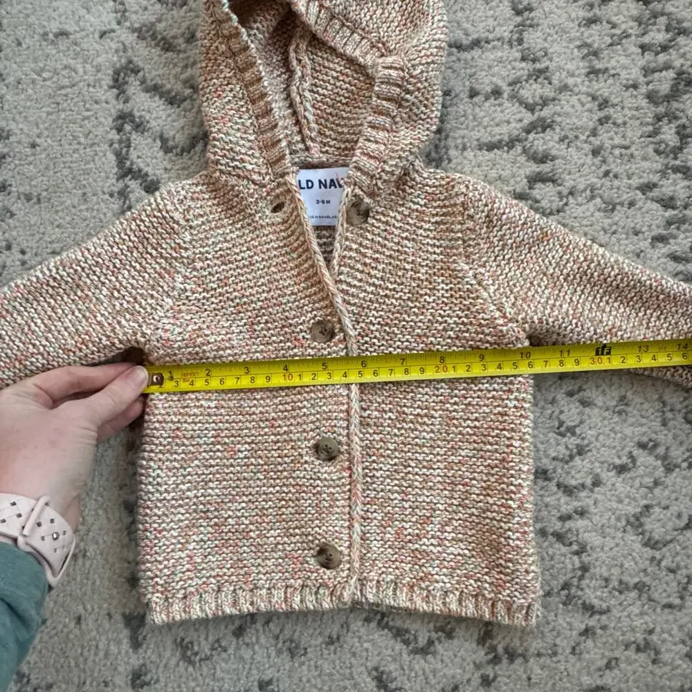Old Navy Infant Girl Confetti Multicolored Hooded Sweater Cardigan 3-6M